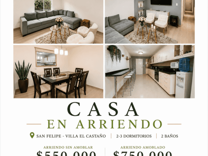 Se arrienda casa amoblada y equipada en Villa El Castaño, San Felipe. 7